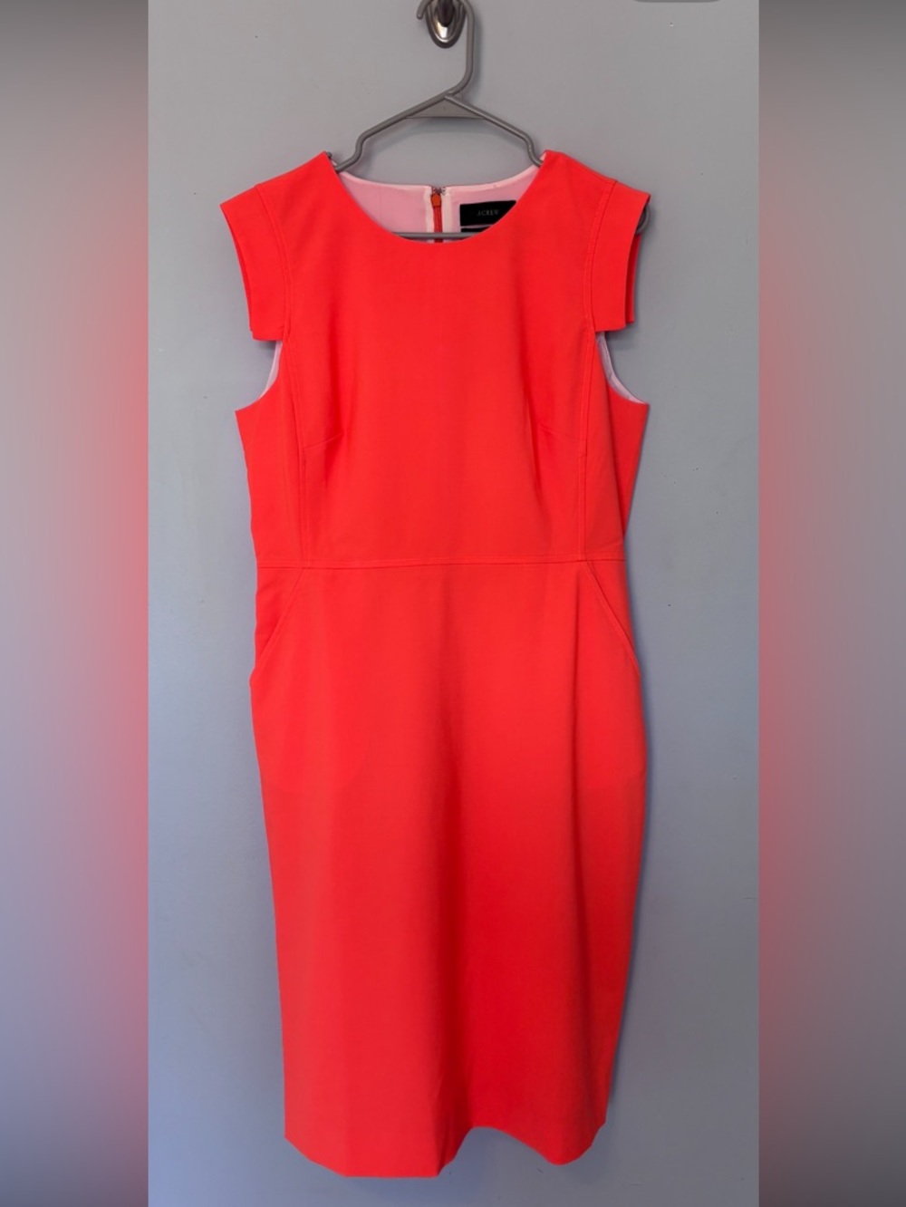 J. Crew Coral Cap-Sleeve Midi Sheath Dress